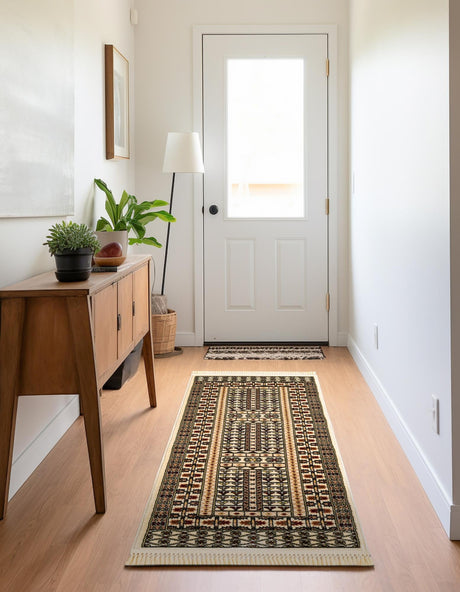 Beige 2' x 8' Tekke Runner Area Rug Classic Traditional Vintage Design Carpet for Living Rooms, Dining, Bedrooms, Office Space for Sale at Rug Engine
