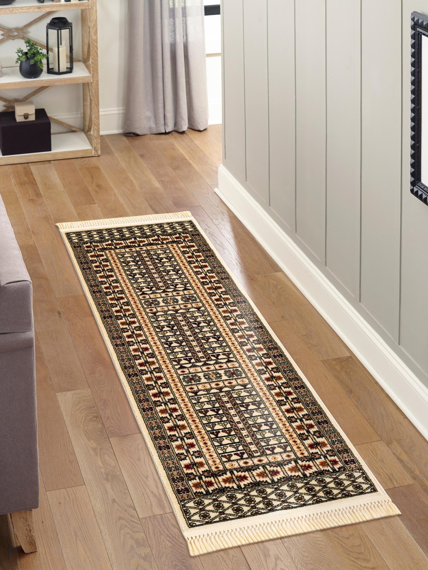 Beige 2' x 6' 1 Tekke Runner Area Rug Classic Traditional Vintage Design Carpet for Living Rooms, Dining, Bedrooms, Office Space for Sale at Rug Engine