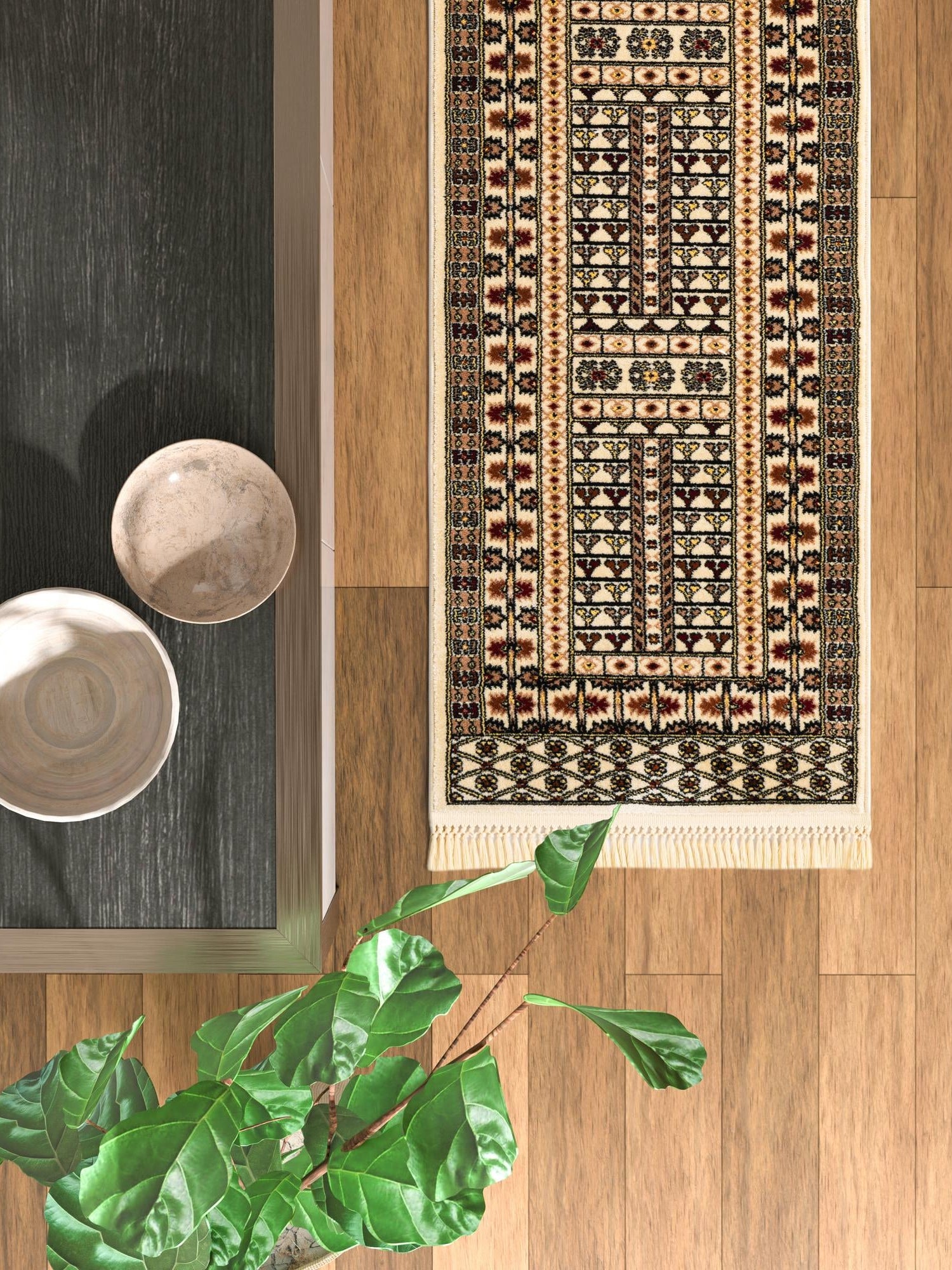 Beige 2' x 6' 1 Tekke Runner Area Rug Classic Traditional Vintage Design Carpet for Living Rooms, Dining, Bedrooms, Office Space for Sale at Rug Engine