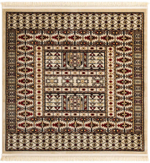 Beige 6' 1 x 6' 1 Tekke Square Area Rug Classic Traditional Vintage Design Carpet for Living Rooms, Dining, Bedrooms, Office Space for Sale at Rug Engine