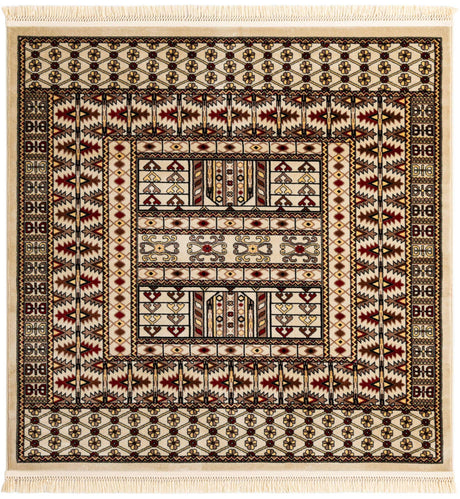 Beige 6' 1 x 6' 1 Tekke Square Area Rug Classic Traditional Vintage Design Carpet for Living Rooms, Dining, Bedrooms, Office Space for Sale at Rug Engine