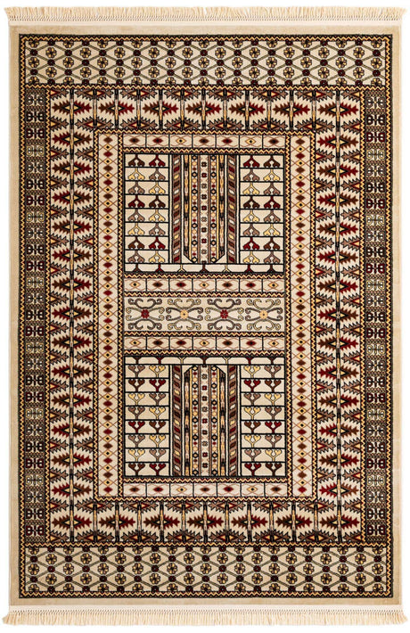 Beige 6' 1 x 9' Tekke Rectangle Area Rug Classic Traditional Vintage Design Carpet for Living Rooms, Dining, Bedrooms, Office Space for Sale at Rug Engine