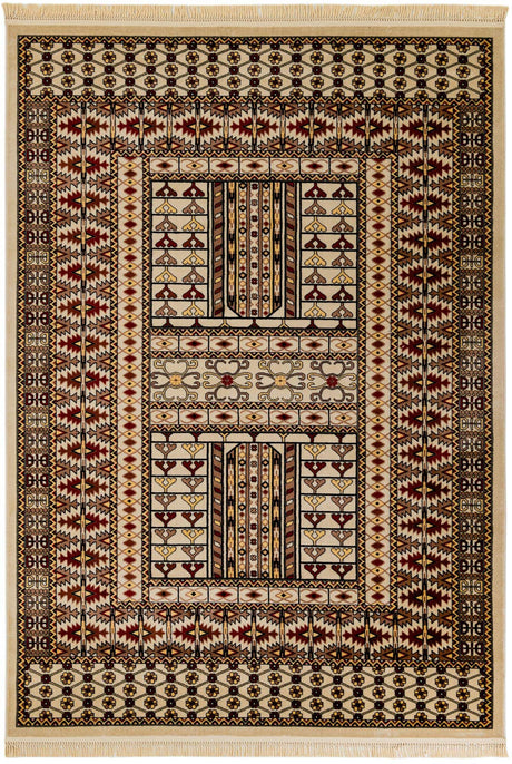 Beige 7' 1 x 10' Tekke Rectangle Area Rug Classic Traditional Vintage Design Carpet for Living Rooms, Dining, Bedrooms, Office Space for Sale at Rug Engine