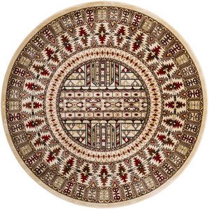 Beige 7' 10 x 7' 10 Tekke Round Area Rug Classic Traditional Vintage Design Carpet for Living Rooms, Dining, Bedrooms, Office Space for Sale at Rug Engine