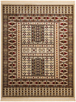Beige 7' 10 x 10' Tekke Rectangle Area Rug Classic Traditional Vintage Design Carpet for Living Rooms, Dining, Bedrooms, Office Space for Sale at Rug Engine