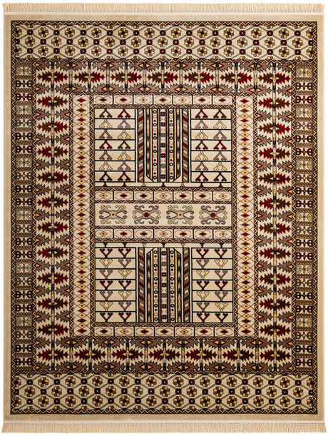 Beige 7' 10 x 10' Tekke Rectangle Area Rug Classic Traditional Vintage Design Carpet for Living Rooms, Dining, Bedrooms, Office Space for Sale at Rug Engine