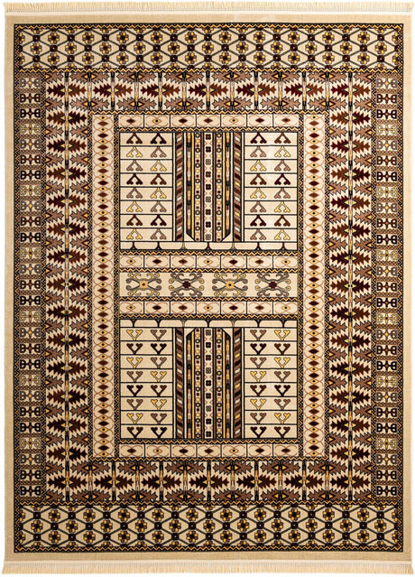 Beige 9' x 12' Tekke Rectangle Area Rug Classic Traditional Vintage Design Carpet for Living Rooms, Dining, Bedrooms, Office Space for Sale at Rug Engine