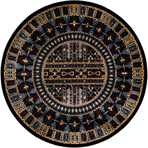 Black 10' x 10' Tekke Round Area Rug Classic Traditional Vintage Design Carpet for Living Rooms, Dining, Bedrooms, Office Space for Sale at Rug Engine