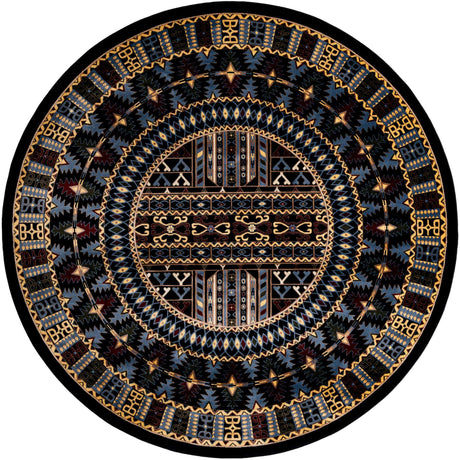 Black 10' x 10' Tekke Round Area Rug Classic Traditional Vintage Design Carpet for Living Rooms, Dining, Bedrooms, Office Space for Sale at Rug Engine