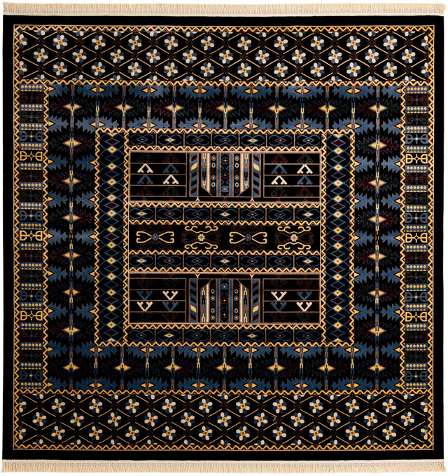 Black 10' x 10' Tekke Square Area Rug Classic Traditional Vintage Design Carpet for Living Rooms, Dining, Bedrooms, Office Space for Sale at Rug Engine
