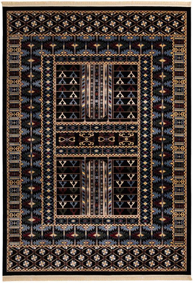Black 10' x 14' 1 Tekke Rectangle Area Rug Classic Traditional Vintage Design Carpet for Living Rooms, Dining, Bedrooms, Office Space for Sale at Rug Engine