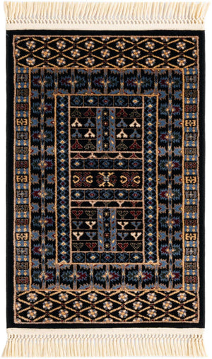 Black 2' x 3' 1 Tekke Rectangle Area Rug Classic Traditional Vintage Design Carpet for Living Rooms, Dining, Bedrooms, Office Space for Sale at Rug Engine