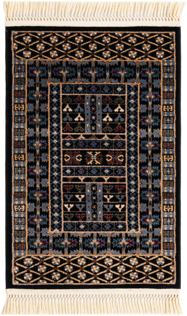 Black 2' x 3' 1 Tekke Rectangle Area Rug Classic Traditional Vintage Design Carpet for Living Rooms, Dining, Bedrooms, Office Space for Sale at Rug Engine