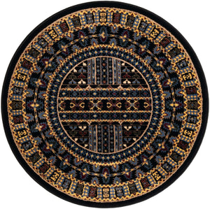 Black 3' 1 x 3' 1 Tekke Round Area Rug Classic Traditional Vintage Design Carpet for Living Rooms, Dining, Bedrooms, Office Space for Sale at Rug Engine