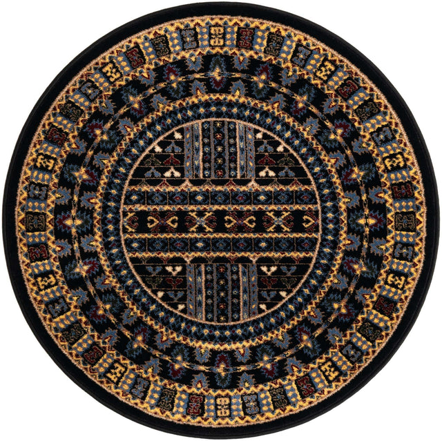 Black 3' 1 x 3' 1 Tekke Round Area Rug Classic Traditional Vintage Design Carpet for Living Rooms, Dining, Bedrooms, Office Space for Sale at Rug Engine