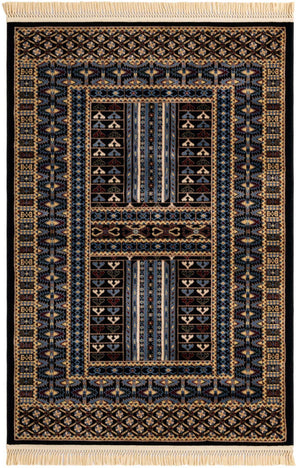 Black 4' 1 x 6' 1 Tekke Rectangle Area Rug Classic Traditional Vintage Design Carpet for Living Rooms, Dining, Bedrooms, Office Space for Sale at Rug Engine