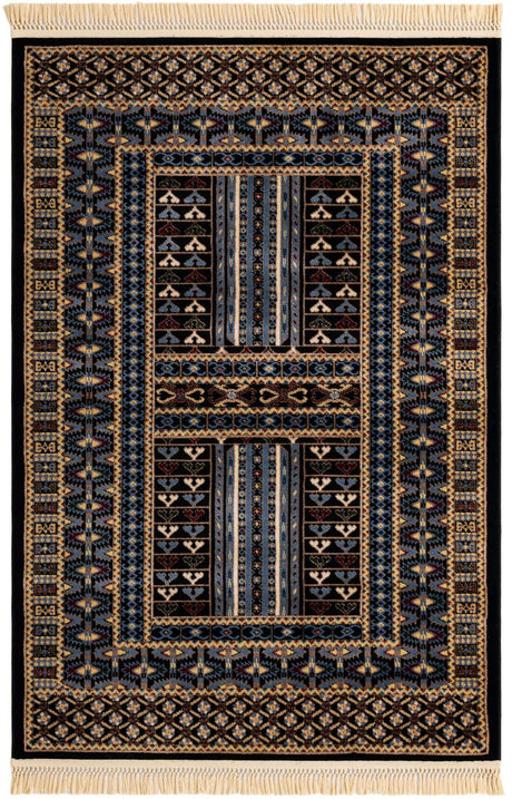 Black 4' 1 x 6' 1 Tekke Rectangle Area Rug Classic Traditional Vintage Design Carpet for Living Rooms, Dining, Bedrooms, Office Space for Sale at Rug Engine