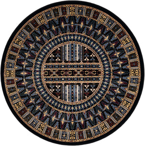 Black 5' 3 x 5' 3 Tekke Round Area Rug Classic Traditional Vintage Design Carpet for Living Rooms, Dining, Bedrooms, Office Space for Sale at Rug Engine