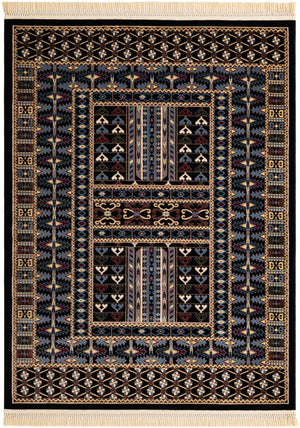 Black 5' 3 x 7' 1 Tekke Rectangle Area Rug Classic Traditional Vintage Design Carpet for Living Rooms, Dining, Bedrooms, Office Space for Sale at Rug Engine