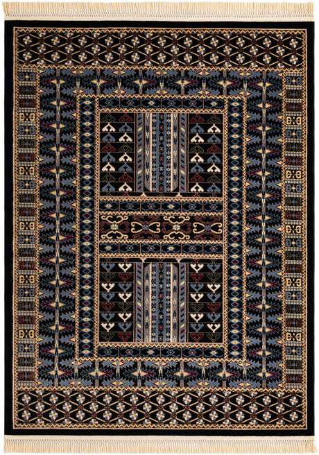 Black 5' 3 x 7' 1 Tekke Rectangle Area Rug Classic Traditional Vintage Design Carpet for Living Rooms, Dining, Bedrooms, Office Space for Sale at Rug Engine