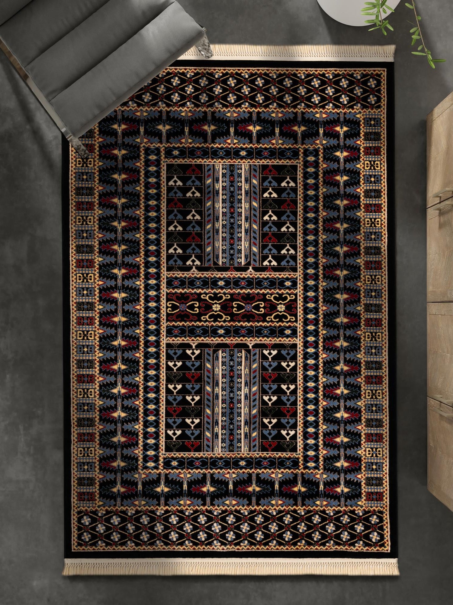 Black 3' 1 x 5' 3 Tekke Rectangle Area Rug Classic Traditional Vintage Design Carpet for Living Rooms, Dining, Bedrooms, Office Space for Sale at Rug Engine