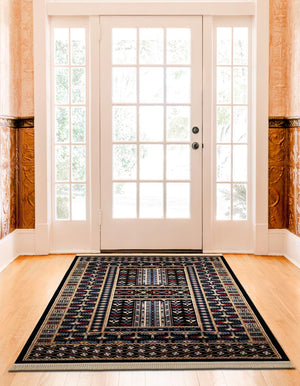 Black 2' x 3' 1 Tekke Rectangle Area Rug Classic Traditional Vintage Design Carpet for Living Rooms, Dining, Bedrooms, Office Space for Sale at Rug Engine
