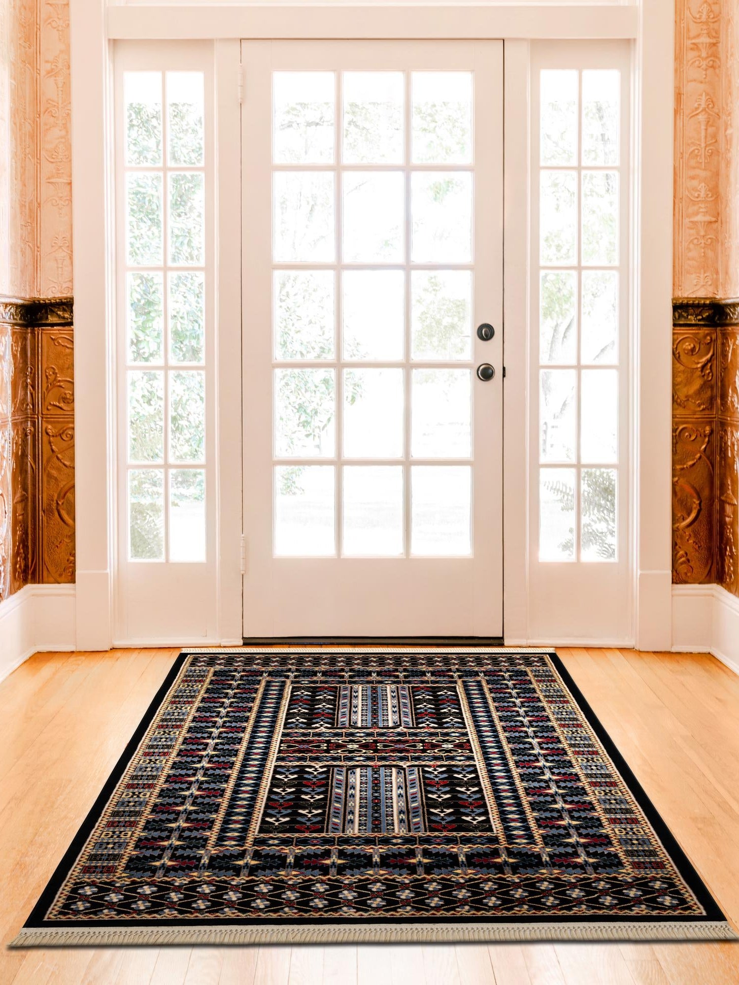 Black 6' 1 x 9' Tekke Rectangle Area Rug Classic Traditional Vintage Design Carpet for Living Rooms, Dining, Bedrooms, Office Space for Sale at Rug Engine