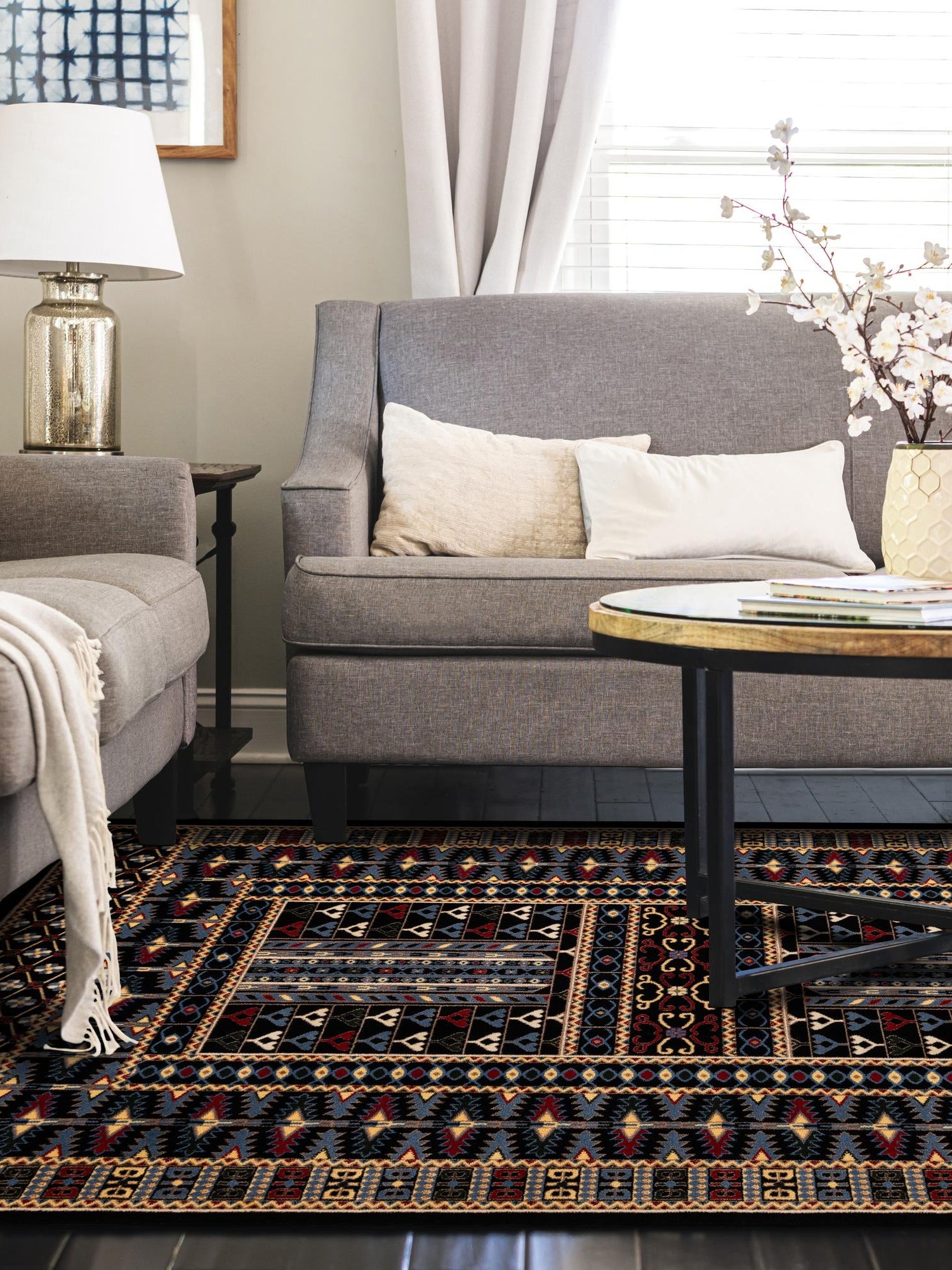 Black 3' 1 x 5' 3 Tekke Rectangle Area Rug Classic Traditional Vintage Design Carpet for Living Rooms, Dining, Bedrooms, Office Space for Sale at Rug Engine