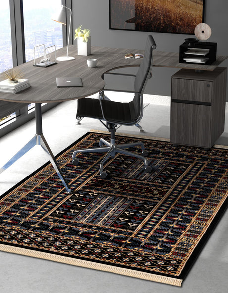 Black 3' 1 x 5' 3 Tekke Rectangle Area Rug Classic Traditional Vintage Design Carpet for Living Rooms, Dining, Bedrooms, Office Space for Sale at Rug Engine