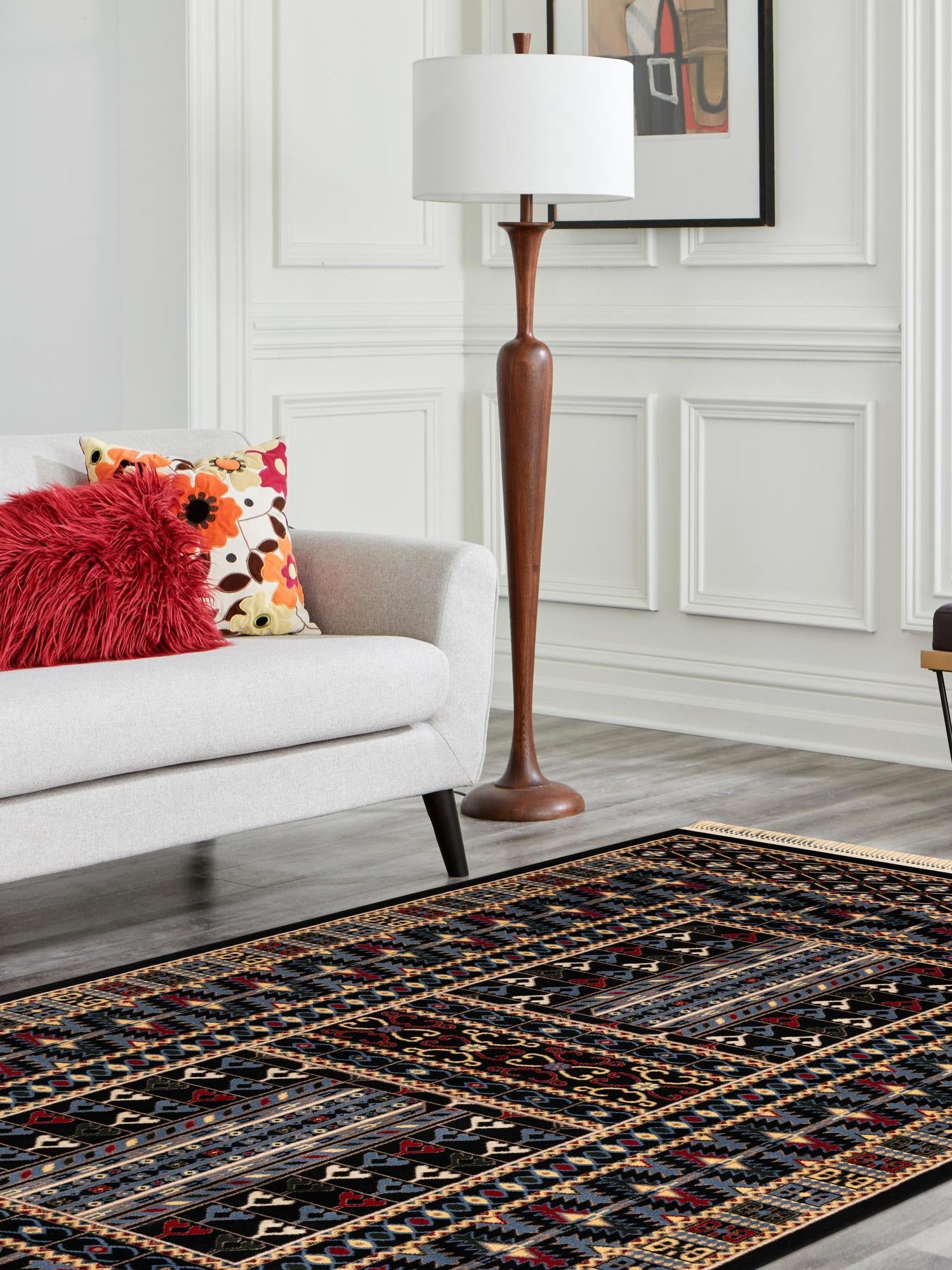 Black 7' 1 x 10' Tekke Rectangle Area Rug Classic Traditional Vintage Design Carpet for Living Rooms, Dining, Bedrooms, Office Space for Sale at Rug Engine