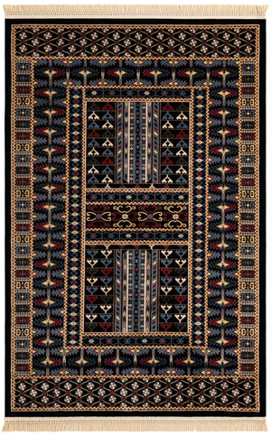 Black 5' 3 x 8' Tekke Rectangle Area Rug Classic Traditional Vintage Design Carpet for Living Rooms, Dining, Bedrooms, Office Space for Sale at Rug Engine