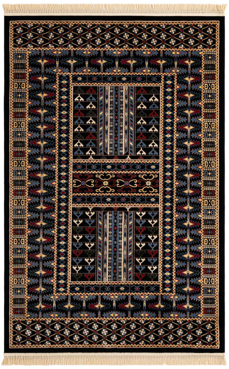 Black 5' 3 x 8' Tekke Rectangle Area Rug Classic Traditional Vintage Design Carpet for Living Rooms, Dining, Bedrooms, Office Space for Sale at Rug Engine