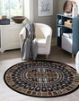 Black 10' x 10' Tekke Round Area Rug Classic Traditional Vintage Design Carpet for Living Rooms, Dining, Bedrooms, Office Space for Sale at Rug Engine