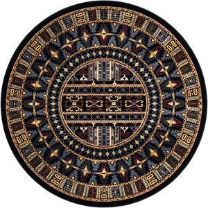 Black 6' 1 x 6' 1 Tekke Round Area Rug Classic Traditional Vintage Design Carpet for Living Rooms, Dining, Bedrooms, Office Space for Sale at Rug Engine