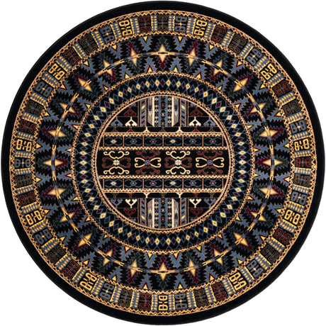 Black 6' 1 x 6' 1 Tekke Round Area Rug Classic Traditional Vintage Design Carpet for Living Rooms, Dining, Bedrooms, Office Space for Sale at Rug Engine