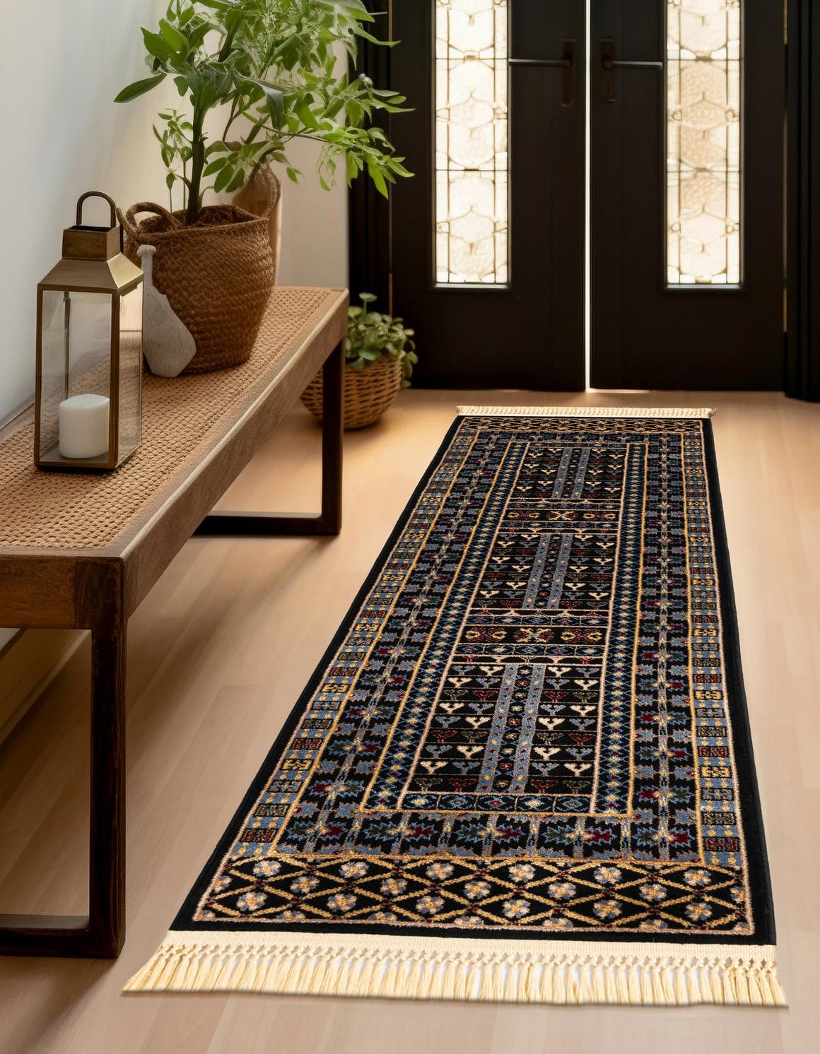 Black 2' x 6' 1 Tekke Runner Area Rug Classic Traditional Vintage Design Carpet for Living Rooms, Dining, Bedrooms, Office Space for Sale at Rug Engine