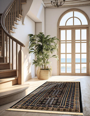 Black 2' 7 x 12' Tekke Runner Area Rug Classic Traditional Vintage Design Carpet for Living Rooms, Dining, Bedrooms, Office Space for Sale at Rug Engine