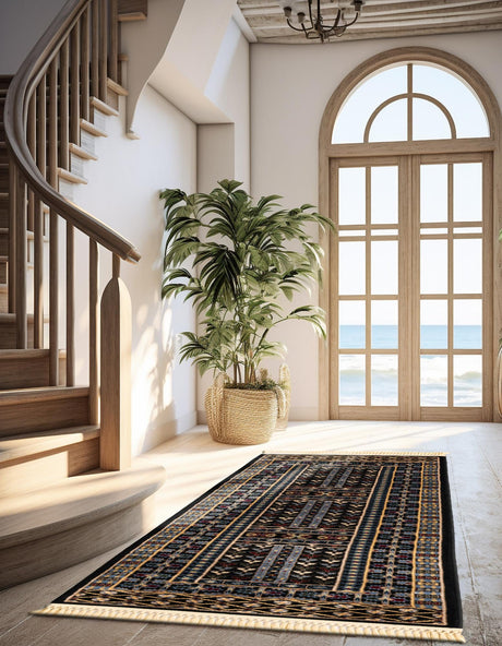 Black 2' 7 x 10' Tekke Runner Area Rug Classic Traditional Vintage Design Carpet for Living Rooms, Dining, Bedrooms, Office Space for Sale at Rug Engine