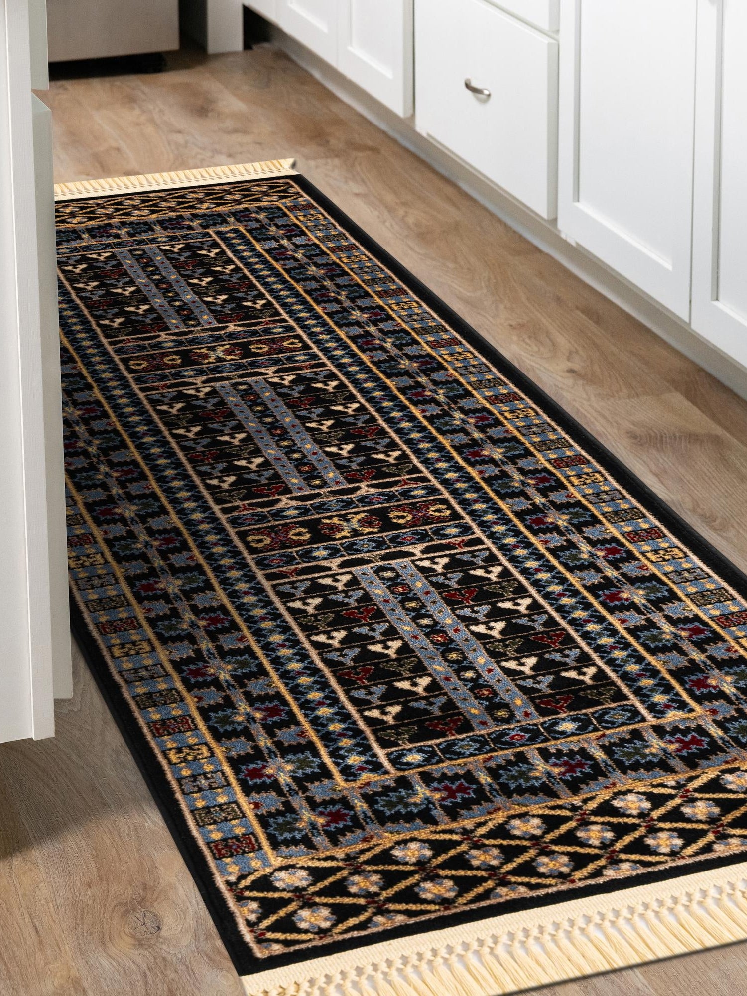 Black 2' x 8' Tekke Runner Area Rug Classic Traditional Vintage Design Carpet for Living Rooms, Dining, Bedrooms, Office Space for Sale at Rug Engine