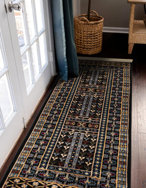 Black 2' x 8' Tekke Runner Area Rug Classic Traditional Vintage Design Carpet for Living Rooms, Dining, Bedrooms, Office Space for Sale at Rug Engine