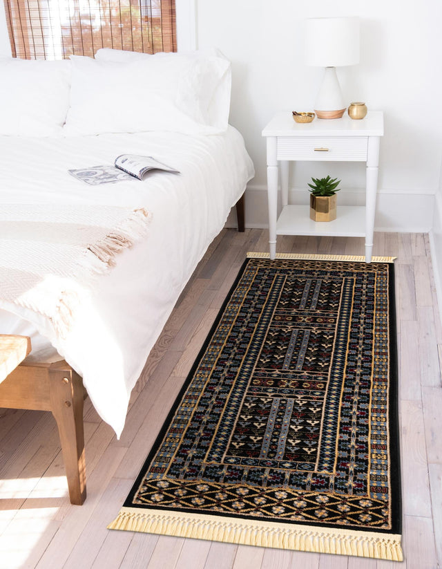 Black 2' x 8' Tekke Runner Area Rug Classic Traditional Vintage Design Carpet for Living Rooms, Dining, Bedrooms, Office Space for Sale at Rug Engine