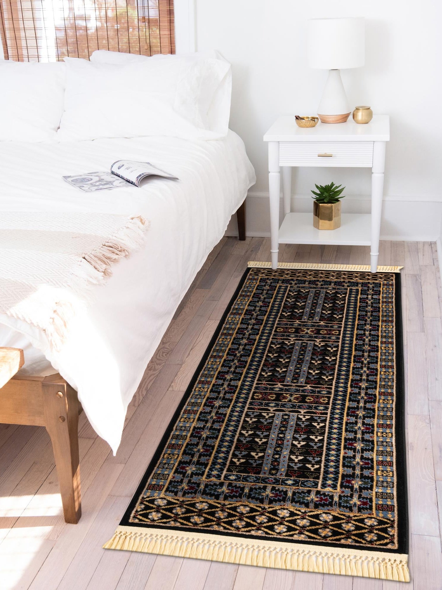 Black 2' 7 x 10' Tekke Runner Area Rug Classic Traditional Vintage Design Carpet for Living Rooms, Dining, Bedrooms, Office Space for Sale at Rug Engine