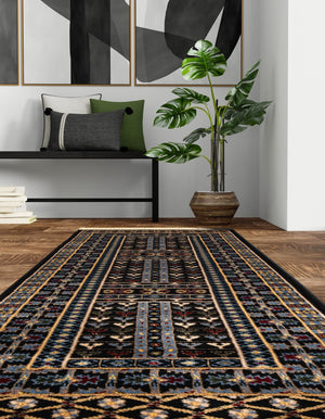 Black 2' x 8' Tekke Runner Area Rug Classic Traditional Vintage Design Carpet for Living Rooms, Dining, Bedrooms, Office Space for Sale at Rug Engine