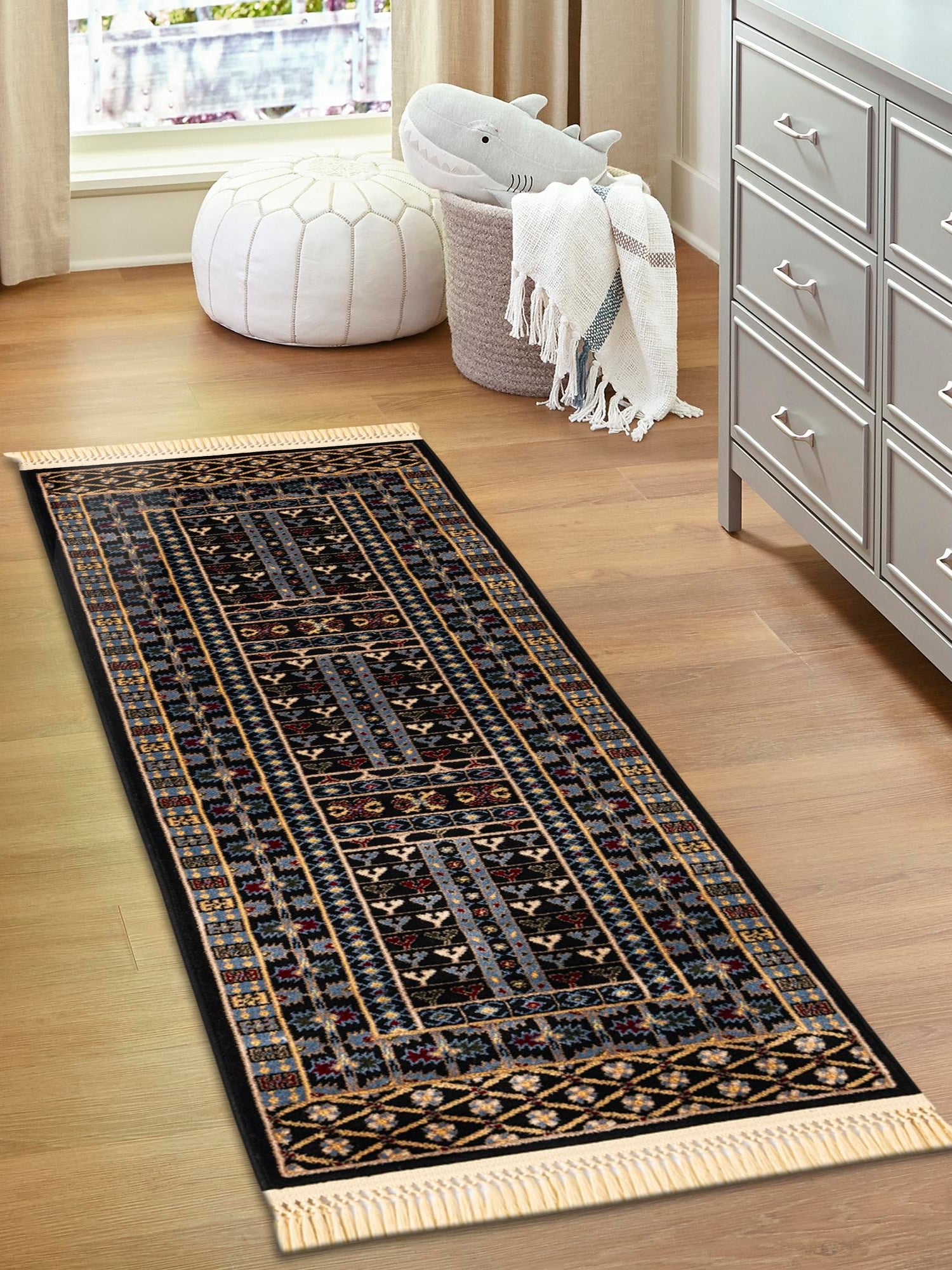 Black 2' 7 x 12' Tekke Runner Area Rug Classic Traditional Vintage Design Carpet for Living Rooms, Dining, Bedrooms, Office Space for Sale at Rug Engine