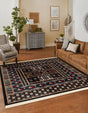 Black 6' 1 x 6' 1 Tekke Square Area Rug Classic Traditional Vintage Design Carpet for Living Rooms, Dining, Bedrooms, Office Space for Sale at Rug Engine