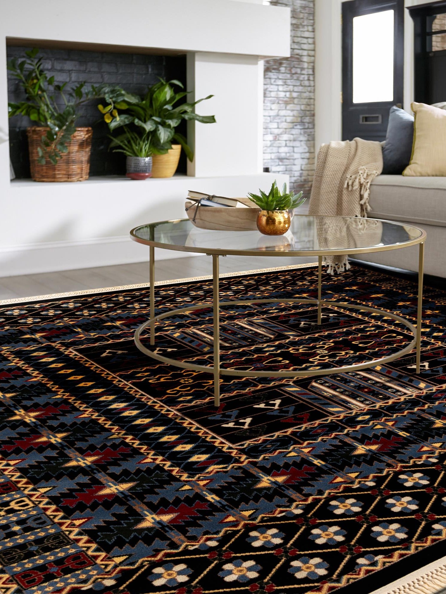 Black 10' x 10' Tekke Square Area Rug Classic Traditional Vintage Design Carpet for Living Rooms, Dining, Bedrooms, Office Space for Sale at Rug Engine
