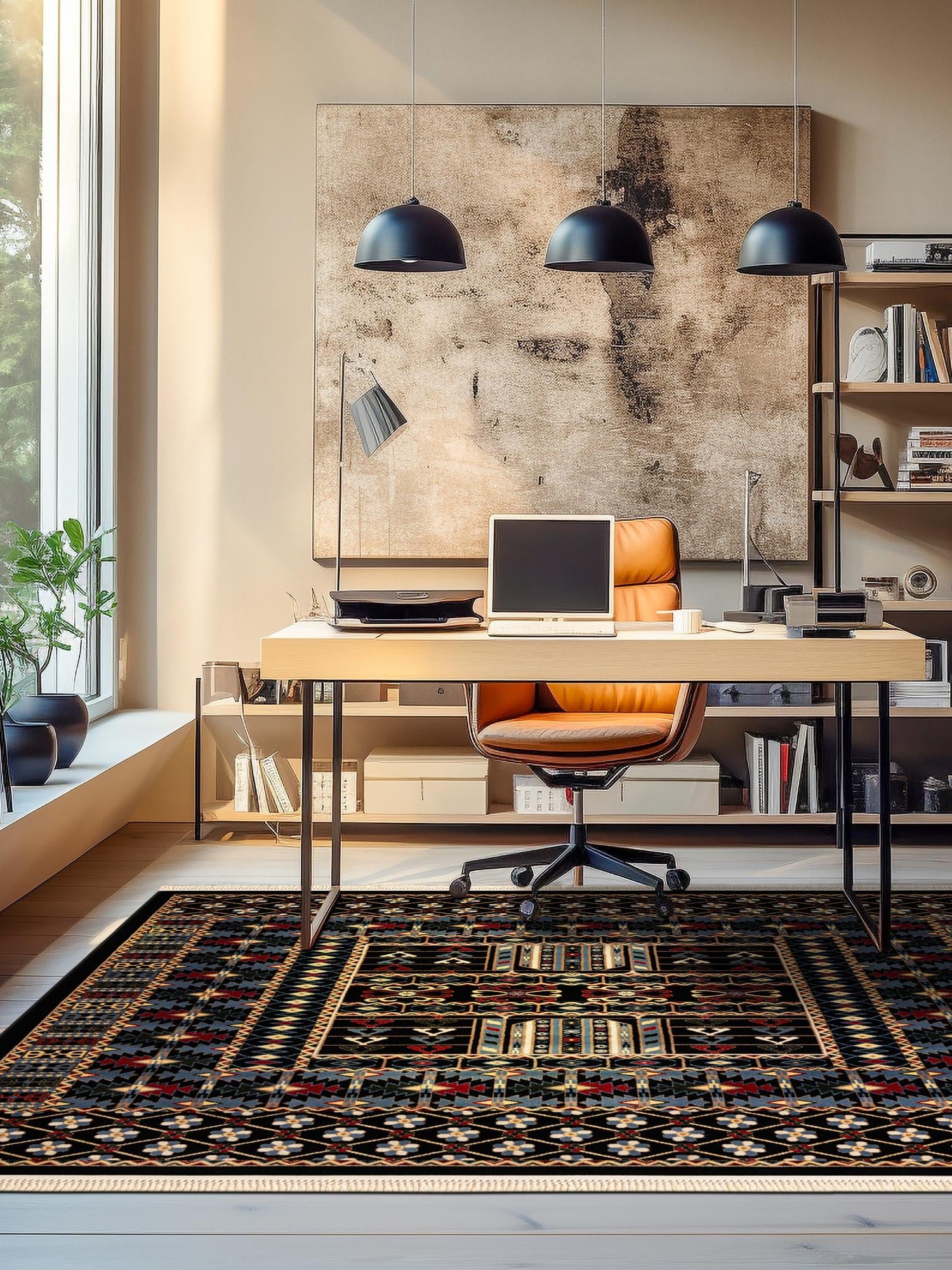 Black 6' 1 x 6' 1 Tekke Square Area Rug Classic Traditional Vintage Design Carpet for Living Rooms, Dining, Bedrooms, Office Space for Sale at Rug Engine