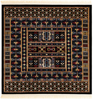 Black 6' 1 x 6' 1 Tekke Square Area Rug Classic Traditional Vintage Design Carpet for Living Rooms, Dining, Bedrooms, Office Space for Sale at Rug Engine