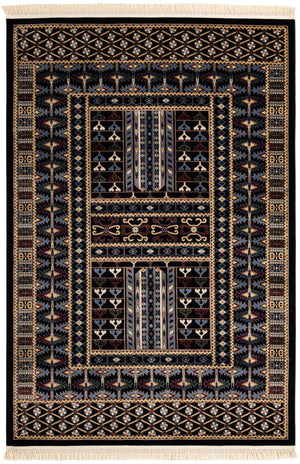 Black 6' 1 x 9' Tekke Rectangle Area Rug Classic Traditional Vintage Design Carpet for Living Rooms, Dining, Bedrooms, Office Space for Sale at Rug Engine