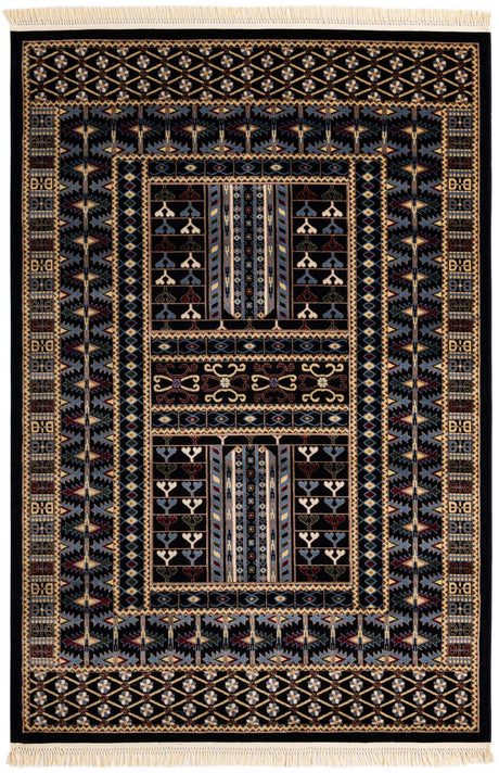Black 6' 1 x 9' Tekke Rectangle Area Rug Classic Traditional Vintage Design Carpet for Living Rooms, Dining, Bedrooms, Office Space for Sale at Rug Engine